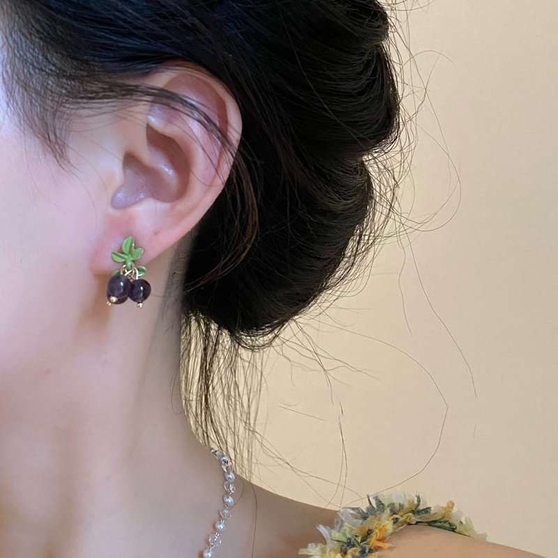 Anting Tusuk Gantung Sterling Silver 925 Desain Anggur Lucu Untuk Wanita