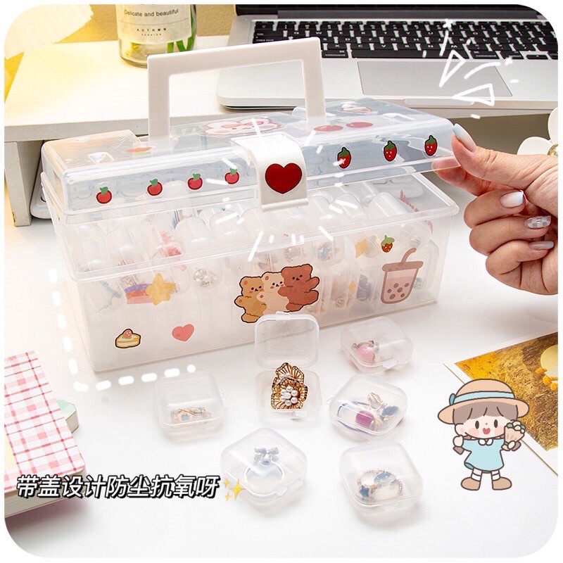 transparent storage box organizer box with handle kotak penyimpanan barang dengan pegangan multifunction box accessories organizer