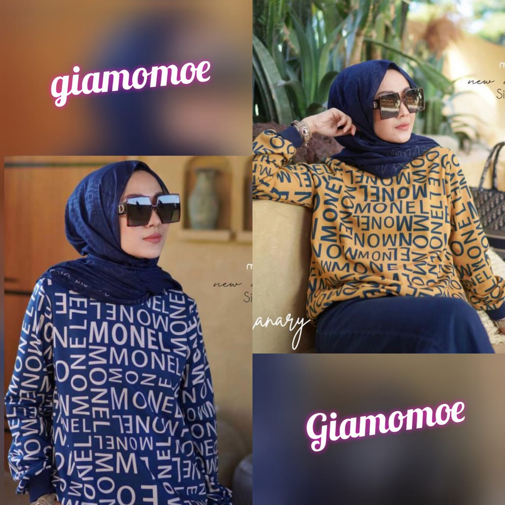 Signature Top Monel - Warna Canary & Navy II Atasan Wanita