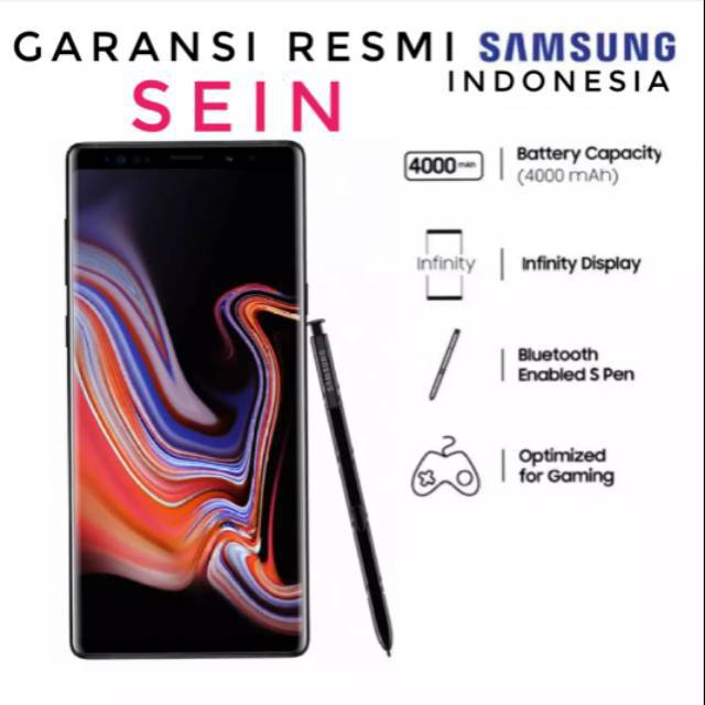 Samsung Galaxy Note 9 Garansi Resmi SEIN Indonesia Note9