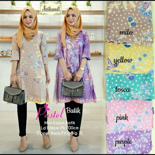 Baju atasan wanita tunik batik blouse katun murah bekasi