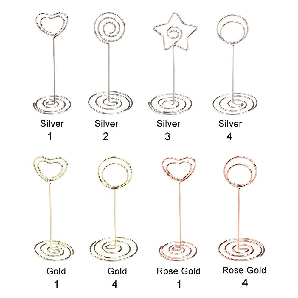 Suyo 1/5pcs Tempat Kartu Fashion Rose Gold Penjepit Kertas Bentuk Hati Desktop Dekorasi Foto Klip