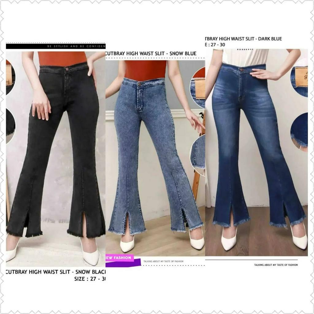 #321 GUPS CUTBRAY JEANS WANITA HIGHWAIST SLIT