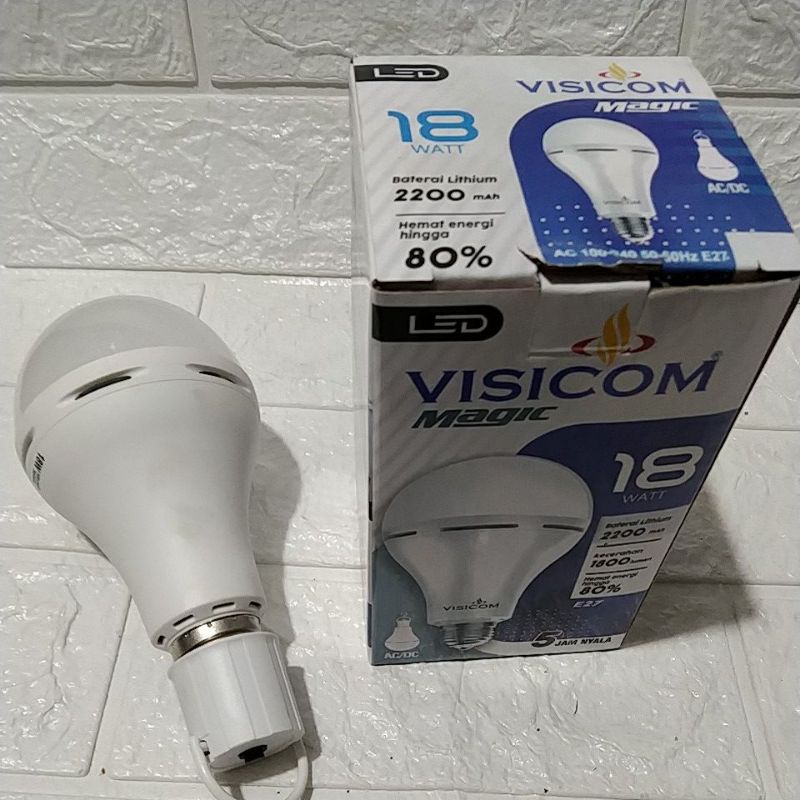 lampu emergensi visicom 18 watt. visicom ac/dc. lampu ajaib lampu cas