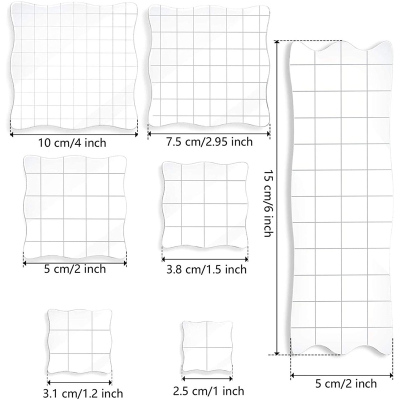 7 Pieces Clear Stamp Blocks, Acrylic Stamping Blocks Tools Set with Grid for Scrapbooking Crafts, Cards, Schedule Book