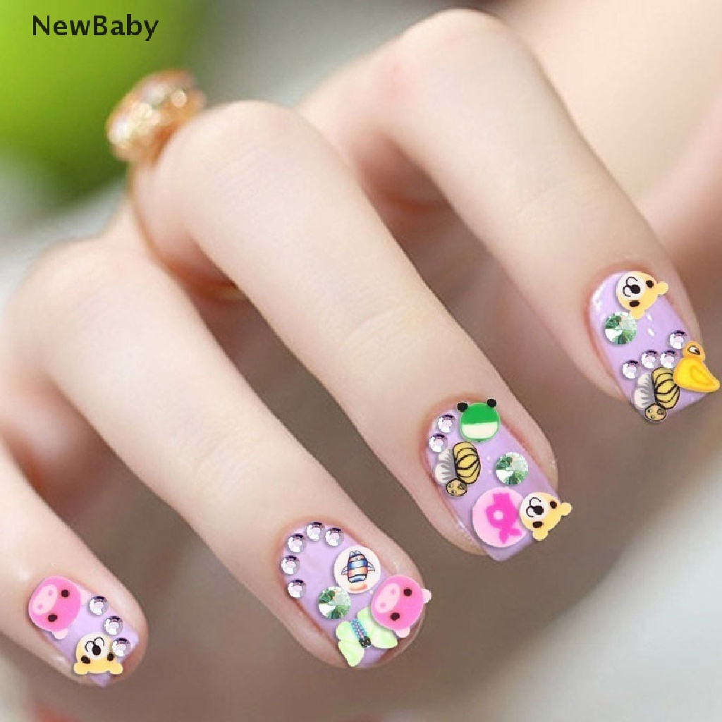 Newbaby 1000pcs Stiker Clay Bentuk Buahhewan 3D Untuk Dekorasi Nail Art DIY