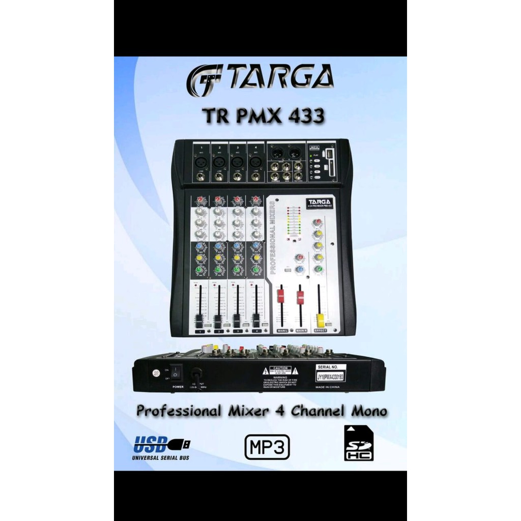 TARGA Professional Mixer 4 Channel Mono TR PMX 433