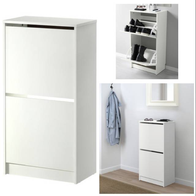 Kabinet Sepatu dengan 2 Kompartemen, Warna Putih, size: 49x93cm