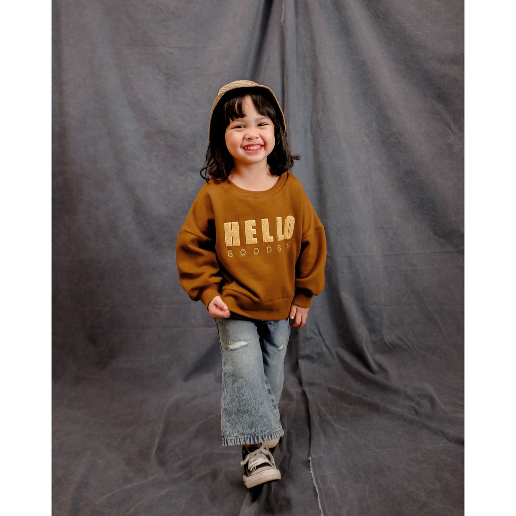 HELLO SWEATER | Sweater Anak Unisex | Atasan Anak | Jacket Anak | Sweater Fleece Anak | Sweater Anak Oversized