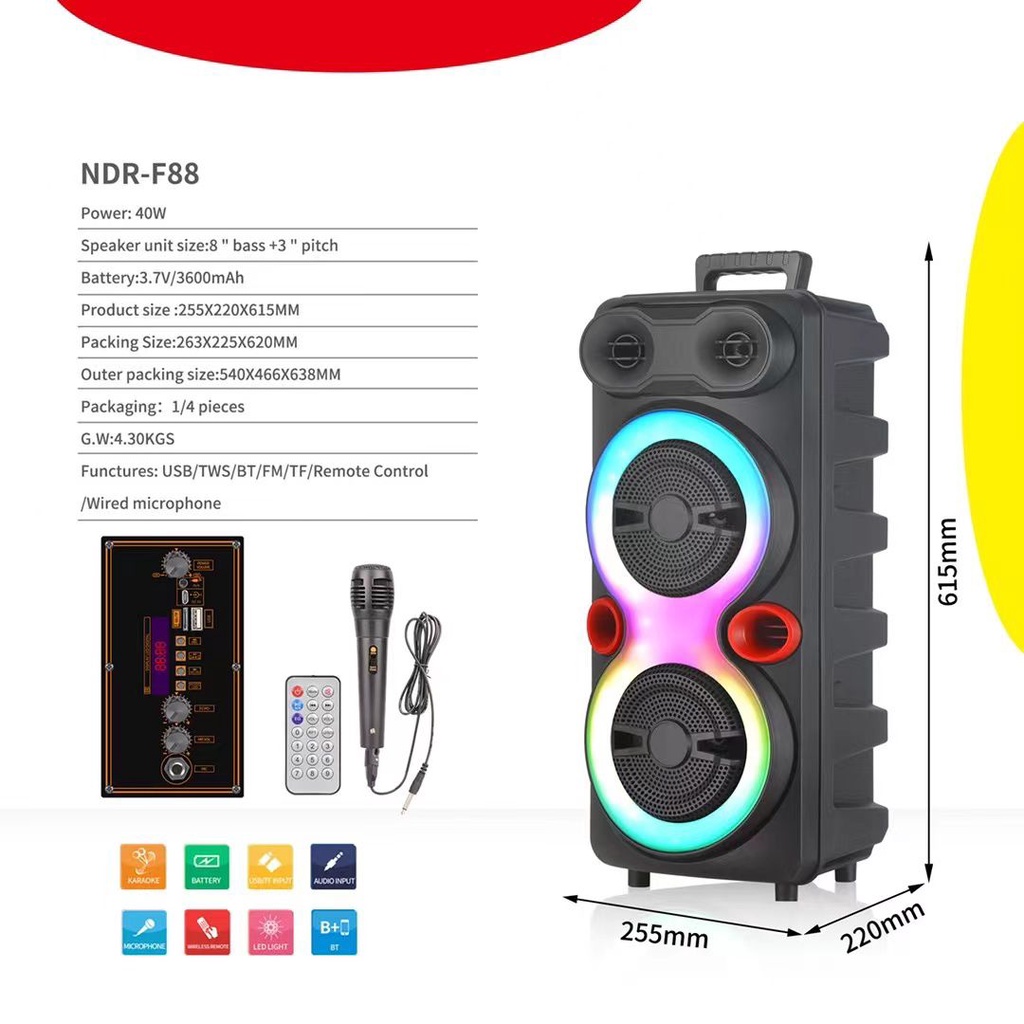 G-POWER SPEAKER NDR-F88 TERMURAH EXTRA BASS BISA KARAOKEAN FREE 1 MIC KABEL ORIGINAL GARANSI RESMI