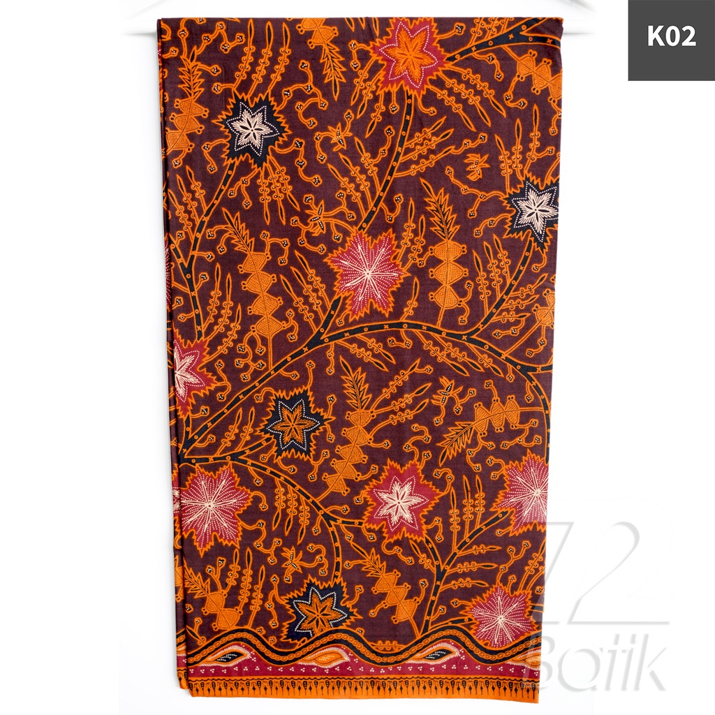 KAIN BATIK PREMIUM Bahan Katun Motif Kembang Asri Warna Coklat 727146 Cap 72 Jarik Jarit Samping Kebat Panjang Batik Katun Modern Premium Bahan Seragam Batik Pernikahan Kantor Keluarga Murah Kamen Jadi Batik Bali Lembaran