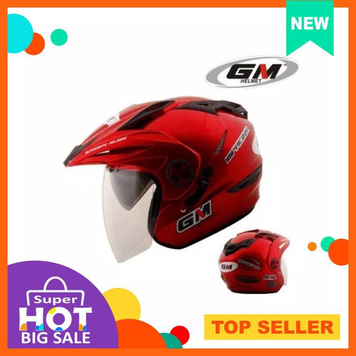 Helm Gm New Imprezza Solid Double Visor Red Ferrari