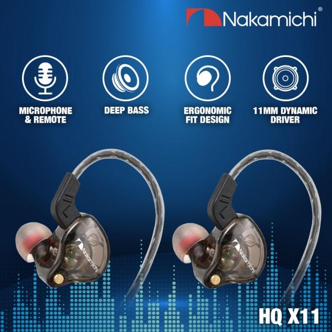 Nakamichi HQ X11 Dynamic Driver In Ear Monitor Wired Earphone Mic