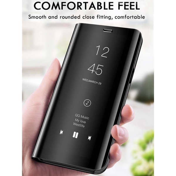 SAMSUNG A04S A03S A01 A2 A01 CORE A20 A30 A70 A70S A80 Flip Cover Clear View Case Mirror Standing Auto Lock