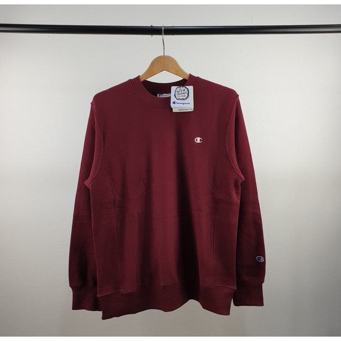 CHAMPION BASIC LOGO REVERSE WEAVE CREWNECK MAROON