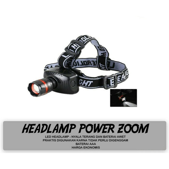 【COD】 Head Lamp Power Zoom - Senter Kepala HeadLamp - 3 Mode Three Modes