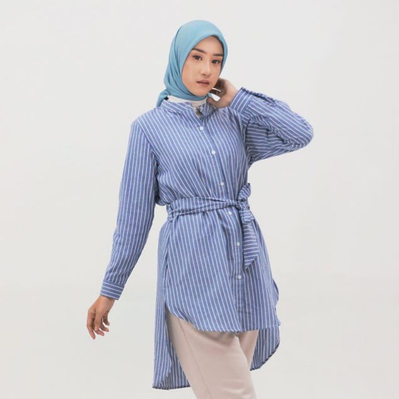Tunik Atasan Wanita Dauky M Tunic Stripe Belt