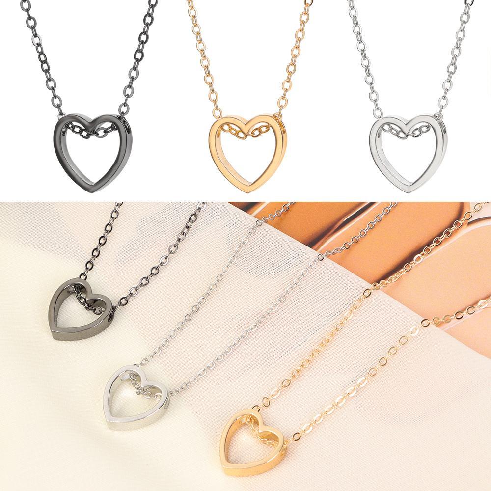 Lily Heart Pendant Aksesoris Wanita Choker Rantai Stainless Steel