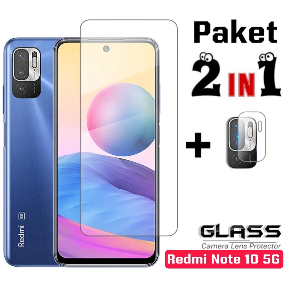 PROMO 2 in 1 Tempered Glass XIAOMI REDMI NOTE 11 4G / Note 10 Pro  / Note 10 / note 10 5G / Note 10s / Redmi 10 / Note 11 Pro + TG CAMERA Anti Gores Kaca Bening Layar