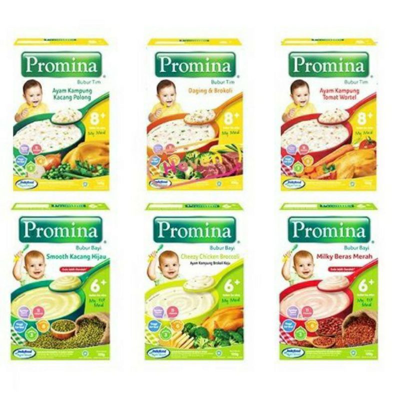 Promina Bubur Bayi 6 + (120 gr) dan 8 + (100 gr ) Bubur Susu Bubur Bayi Instan