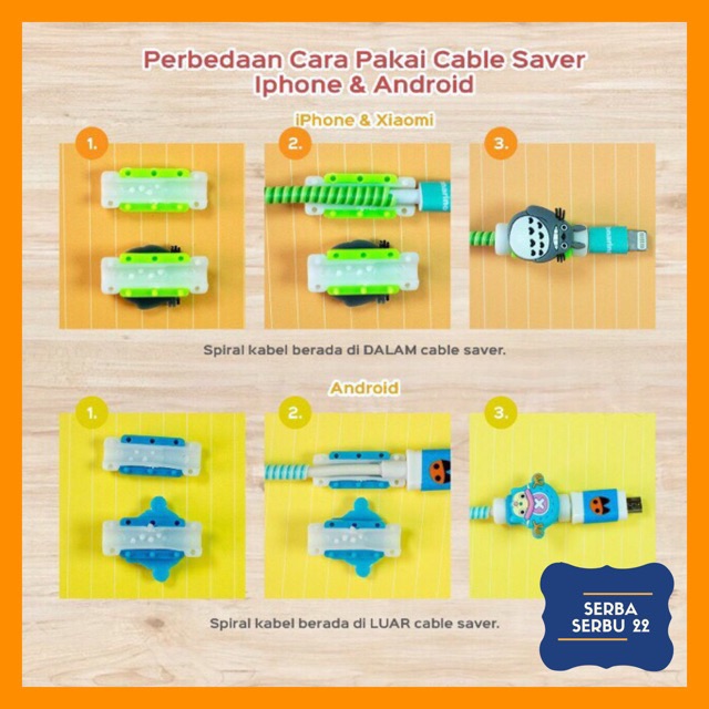 Paket Kabel Protector/Pelindung Kabel Spiral iPhone&amp;Android