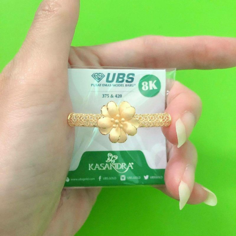 Charm gelang pipa bunga panjang 10 kelopak UBS 8karat