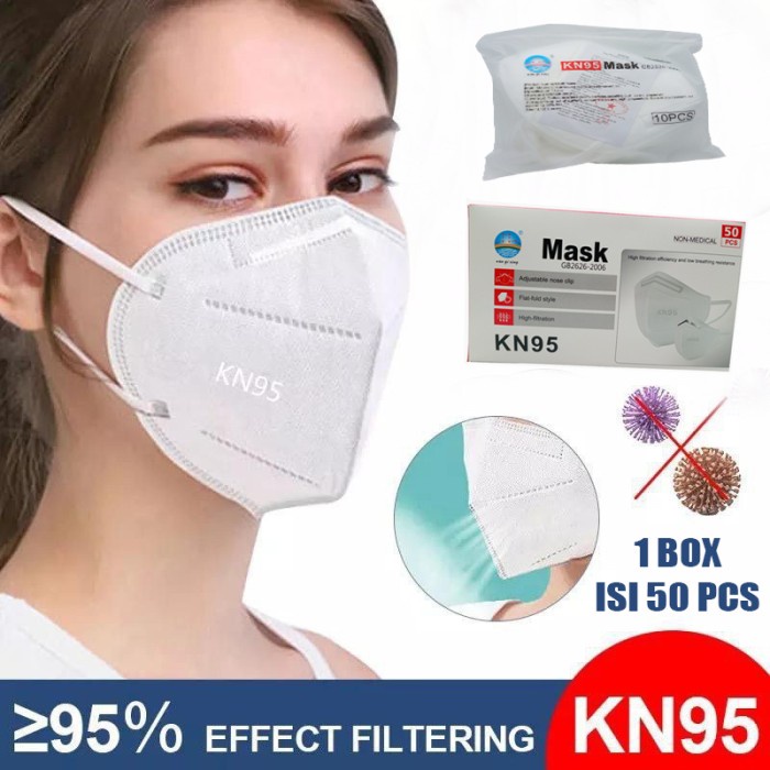 Masker KN95 5 Ply Putih Medis Isi 50 Pcs Premium KN 95 Earloop 5ply
