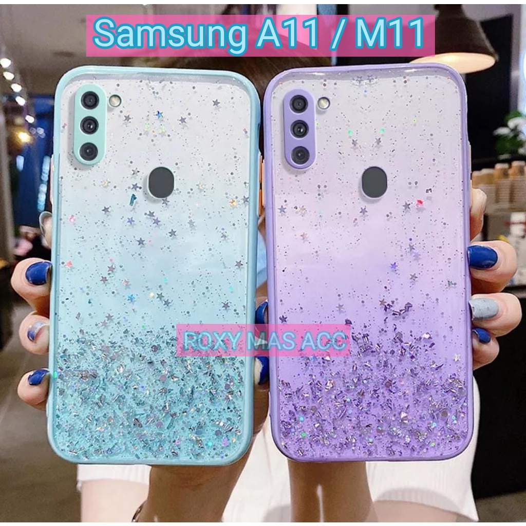 SOFTCASE ( SAMSUNG A11 / M11 ) TERBARU CASE DOVE GLITER FUZE TRANSPARAN DENGAN KAMERA PROTEKSI, SOFT