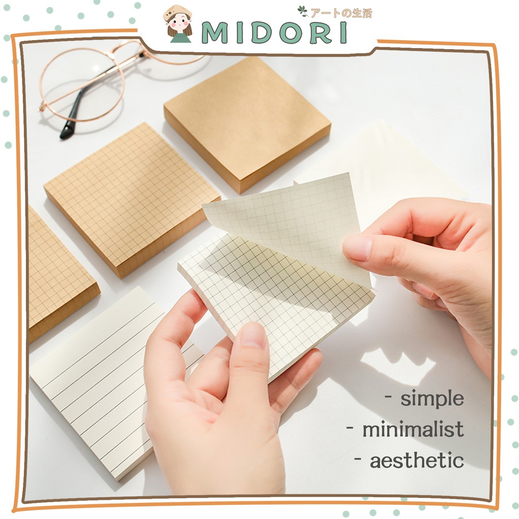 

[MIDORI] 80Lembar SIMPLE Memo Sticky Notes Plain Paper - C0013