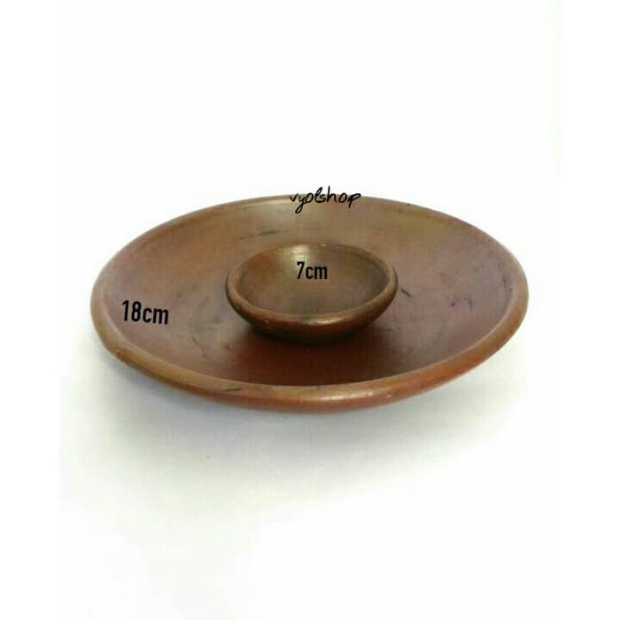 Piring tanah liat 18cm/cobek/tempat sambal mini/gerabah