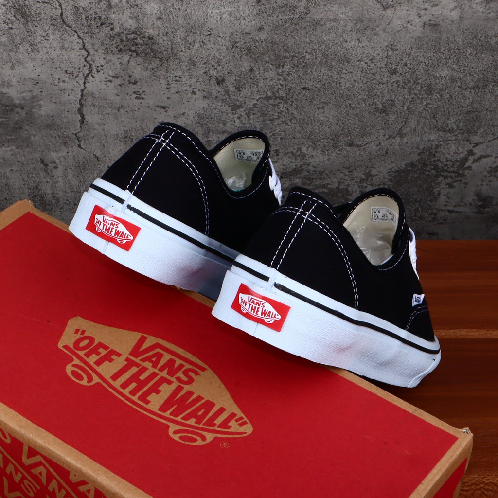 Sepatu Sneakers Pria Vans Authentic Classic Basic Black White Hitam Putih DT BNIB