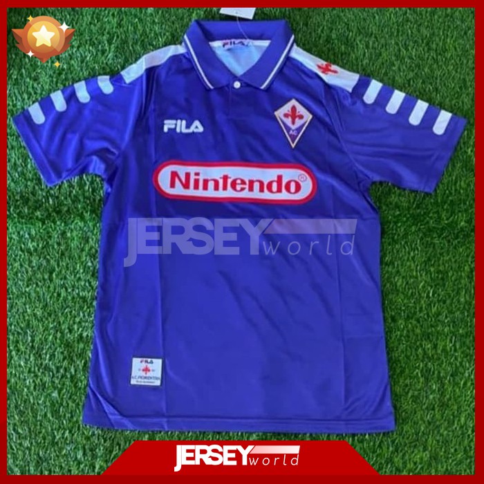 Jersey Retro Klasik Fiorentina Home 1998-1999 PREMIUM GRADE ORI -Ada Longsleeve dan Big Size XXL 2XL