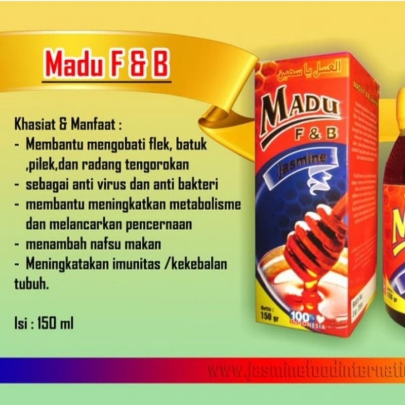 

madu flu dan batuk f & b jasmine 150 gram original