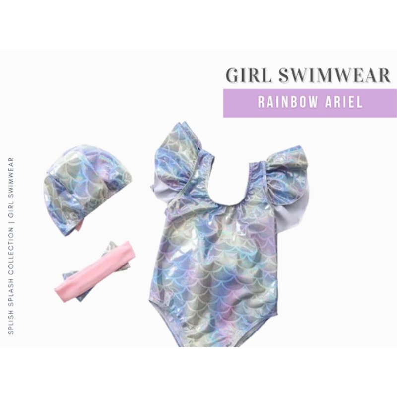 Baju Renang RAINBOW ARIEL / Pakaian Renang Anak Perempuan / Swim Wear