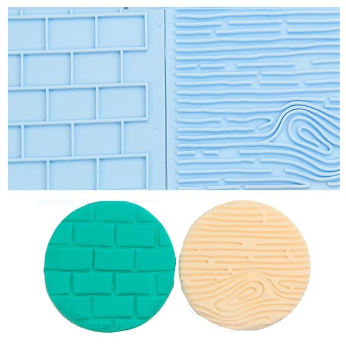 Texture Fondant Silicone Mat - Tree Bark + Brick Wall (2pcs)