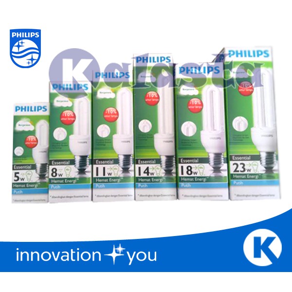 Promo Lampu Philips Essential 5w / 8w / 11w / 14w / 18w / 23w / 27w / 32w (Gratis Bubble)