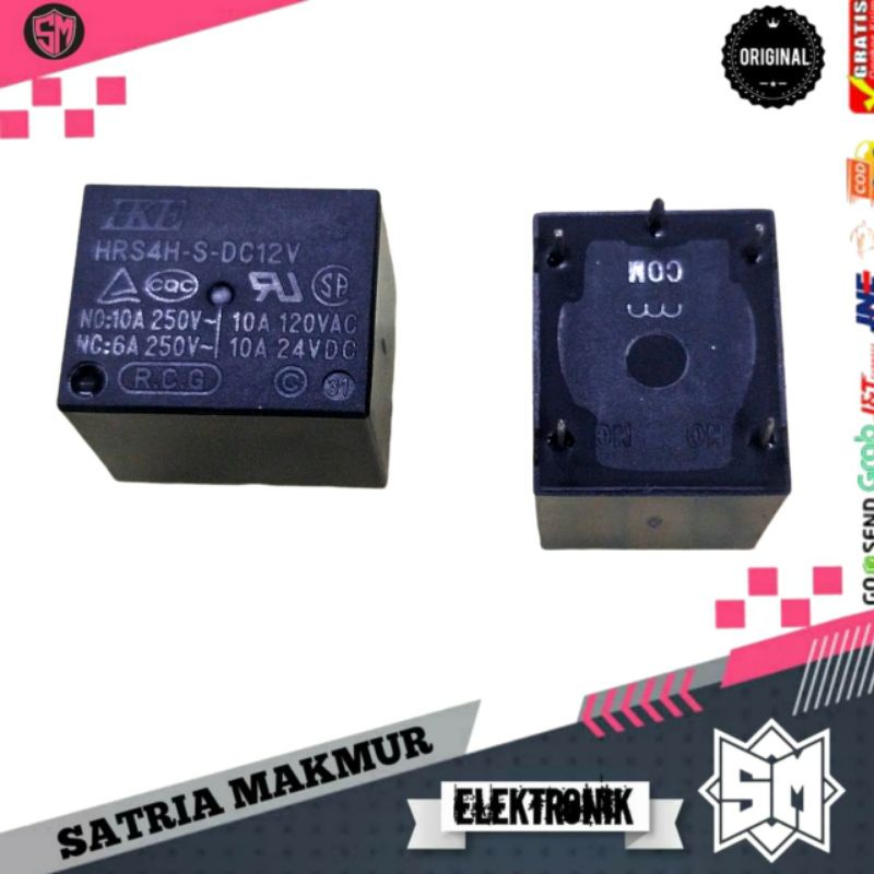 Relay HKE tipe HRS4H 12 vdc  5pin 10A Relay 12V - 5 Kaki