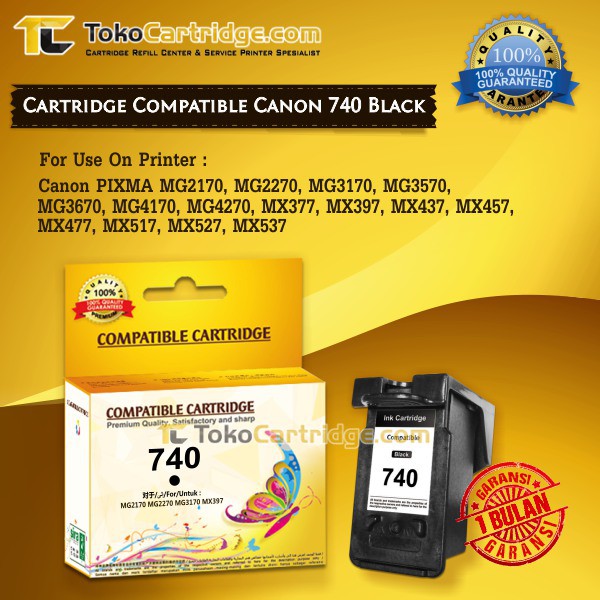 Cartridge Compatible Canon PG-740 PG740 740 Black, Tinta Printer Canon MX537 MX517 MX437 MX377 MX337