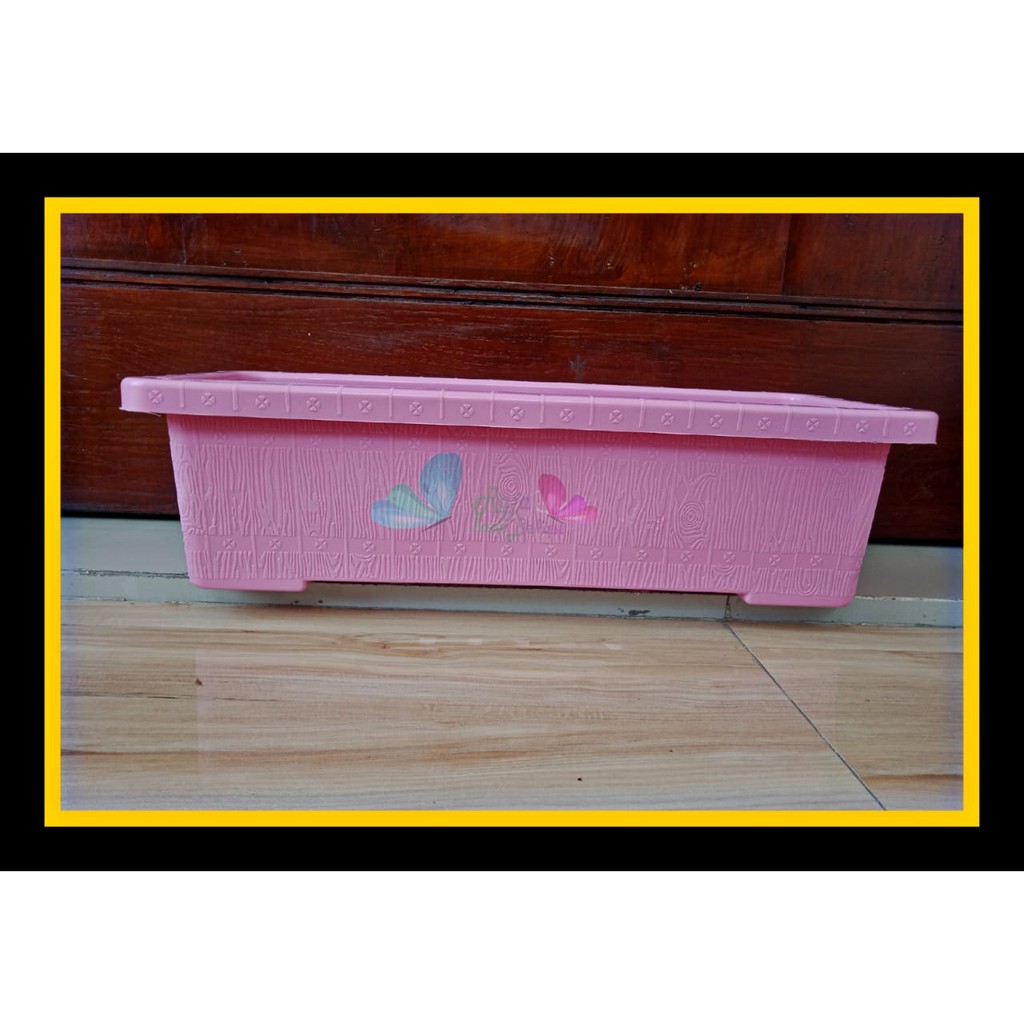 Paket 3PCS Pot Segi Panjang 50 Motif Kayu Roemah Pot Pink Hijau Biru - Mirip Pot Sgp Gsp 01 02 03