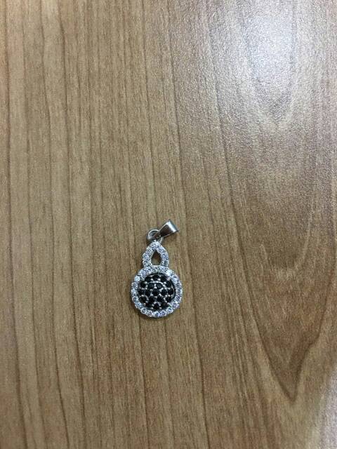 Kalung+liontin bulat dobel silver 925