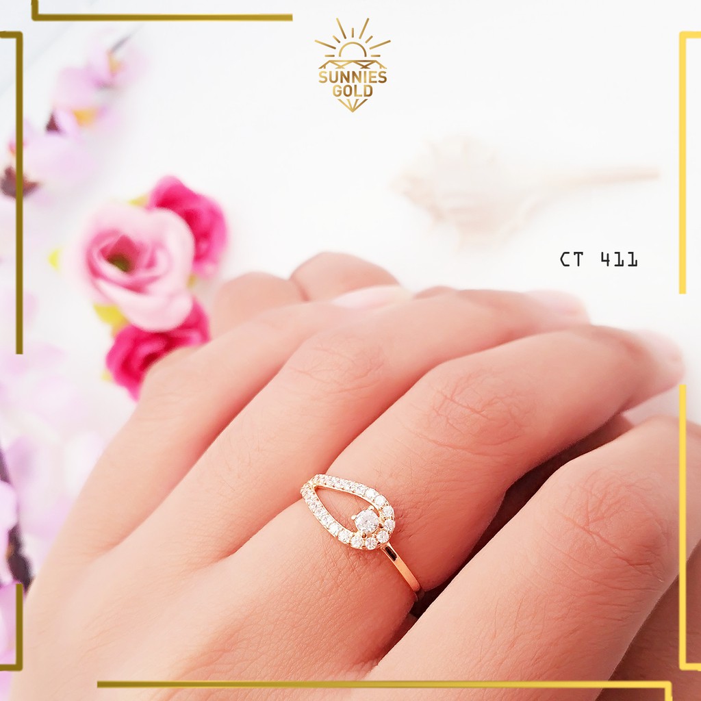 CINCIN EMAS ASLI KADAR 375 CINCIN KASUAL MODEL ELEGAN MATA MEWAH CANTIK BUKAN LAPIS EMAS CT 411