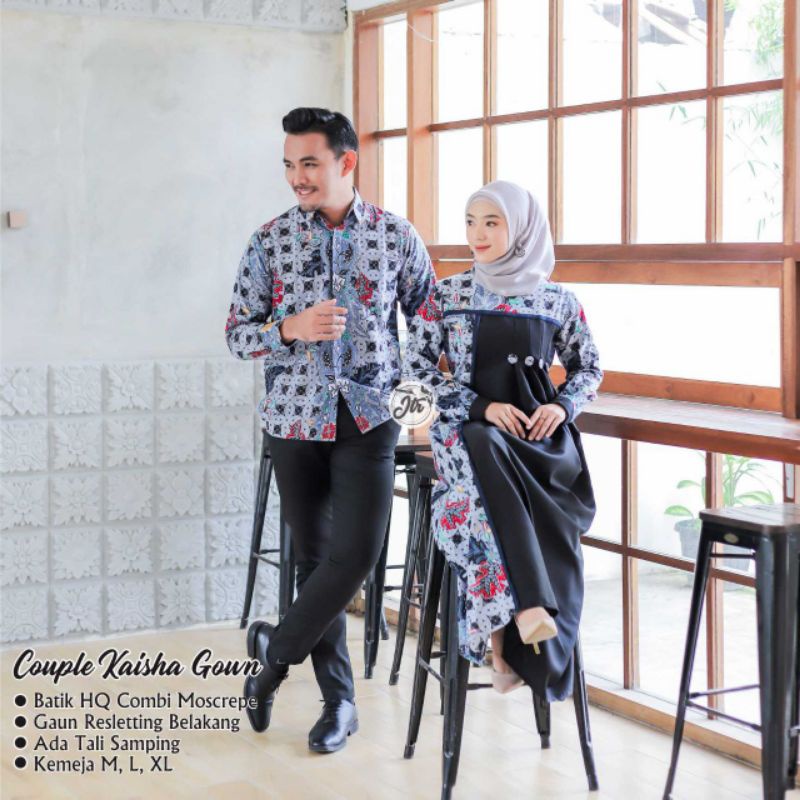 Kaisha Gown Couple Gamis Syar'i • Couple Gamis Batik Wanita •Dress Muslim Milenial •Couple