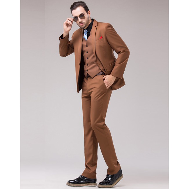 SETELAN BLAZER PRIA NEW CAPUCINO COKLAT 3IN1 EDISI KHUSUS HIGH TWIST SLIMFIT KOREA STYLE