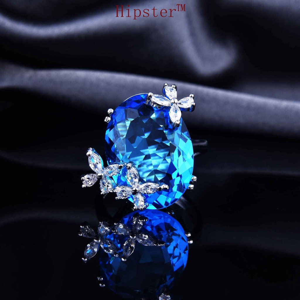 Gao Ding Jewelry Butterfly Opening Ring Aquamarine Necklace Pendant