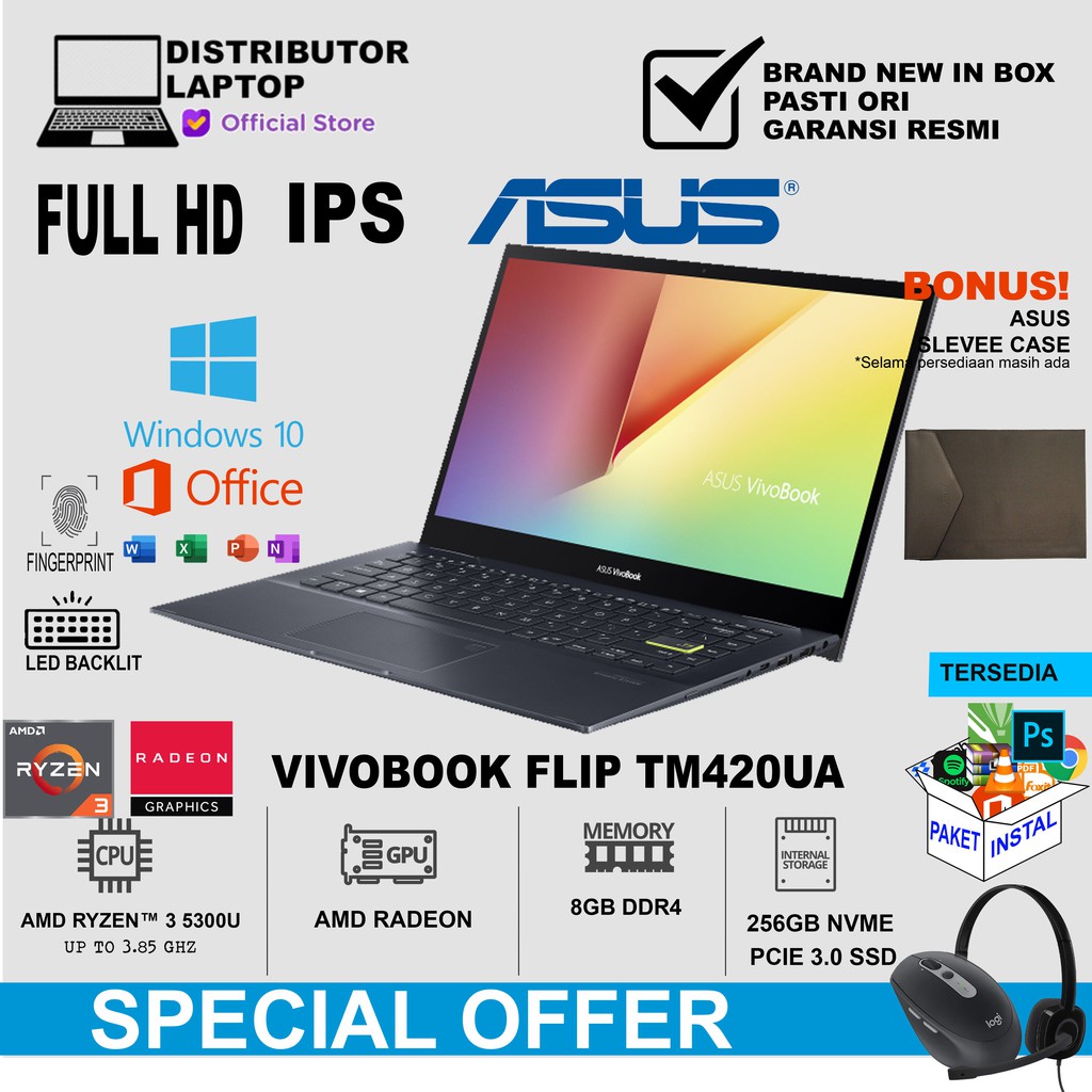 Laptop Asus VivoBook Flip TM420UA-EC321VIPS Ryzen 3 5300U