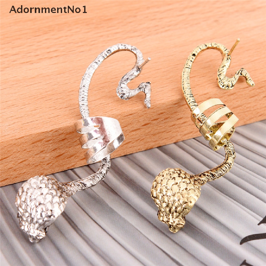 (AdornmentNo1) Anting Klip / Cuff Gaya Gothic Motif Ular Kobra Untuk Perhiasan Pria / Wanita / Unisex