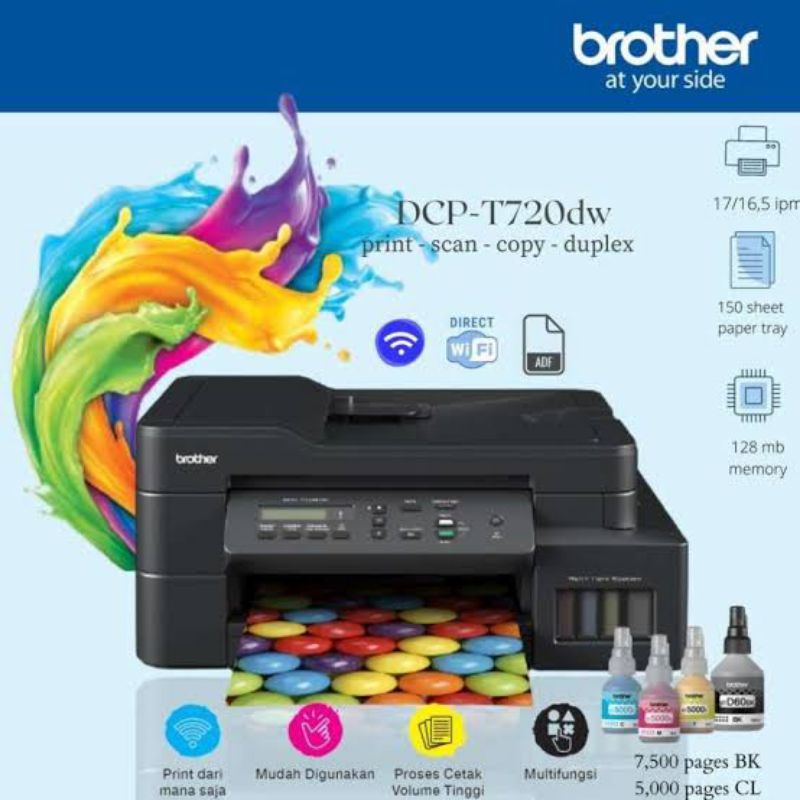 Printer All in One Brother DCP T720DW Print scan copy Wifi Duplex ADF T720 RESMI