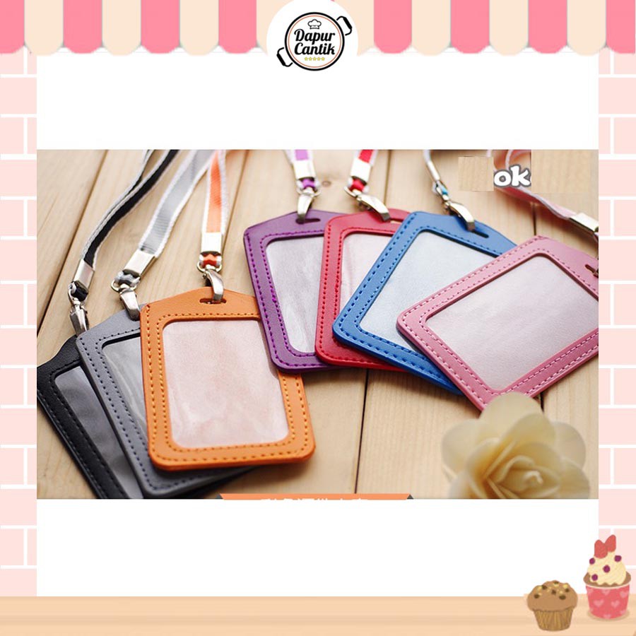 DapurCantik  Tempat Name Tag Kulit Kalung Sarung ID  Kantor Gantung Card Holder - NMTG