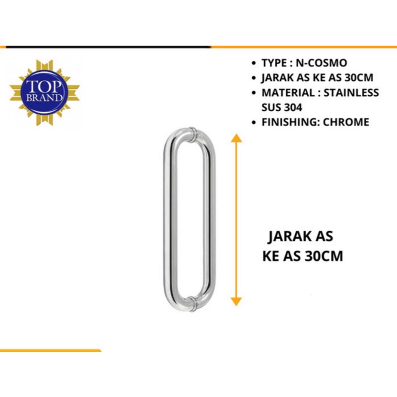 PULL HANDLE PINTU Handel C as 30 cm/ handle pintu model C 30 cm/ tarikan kaca as 30 cm/ pull handle Handel tarikan pintu C ukuran 30cm