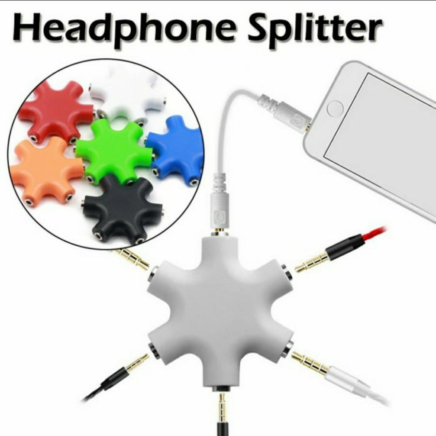 AUDIO SPLITER 6IN1 - AUDIO EARPHONE ADAPTER FEMALE 5IN1 JACK 3.5MM - SC